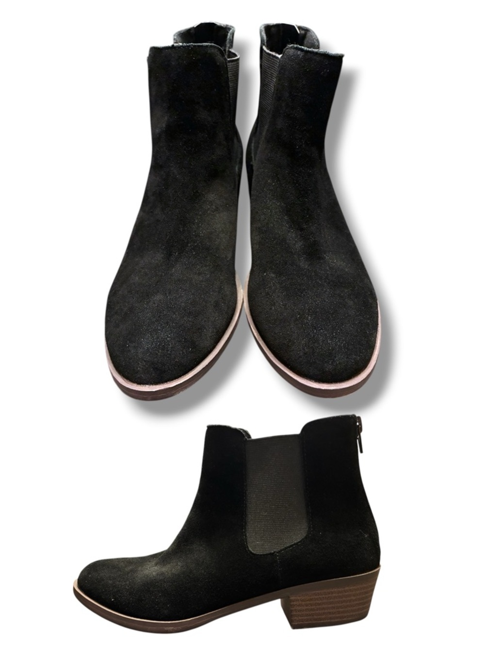 🖤 Kensie Black Suede Gigi Ankle Boots Low Heel Size 7.5